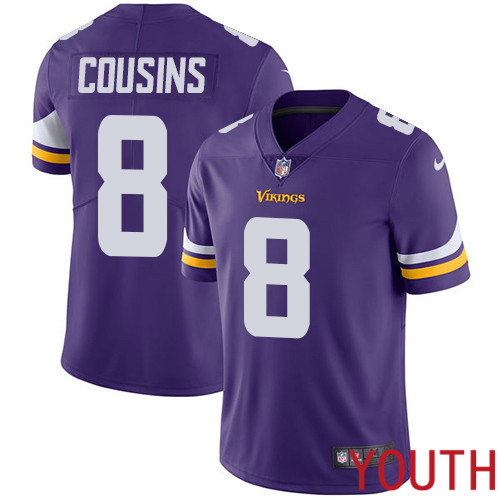 Minnesota Vikings #8 Limited Kirk Cousins Purple Nike NFL Home Youth Jersey Vapor Untouchable